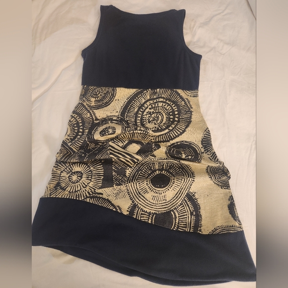 Coline Navy Blur and Cream Patterned Midi Dress - Picture 3 of 4